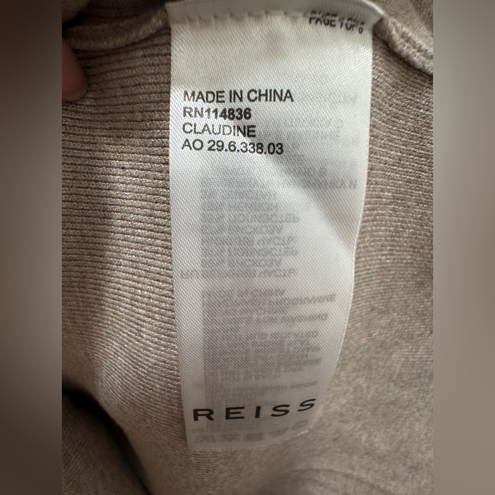 NWT $330 REISS Claudine Draped Knitted Sweater Dress Beige Large - Picture 8 of 9